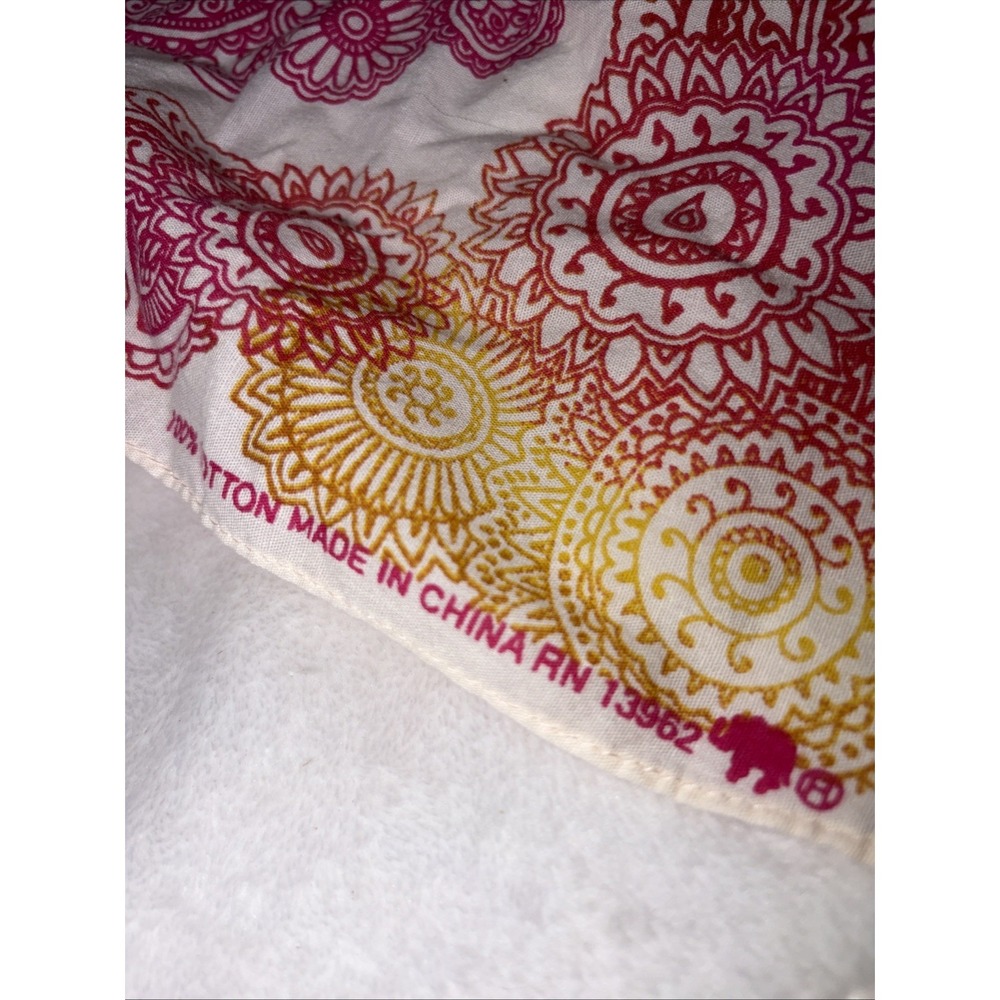 Vintage-Style Paisley Bandana Set 1 Boho Elephant & 1 Red/Orange Ombre Gradient - Picture 3 of 7